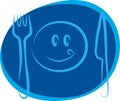 Happy smiley face with fork and knife Royalty Free Stock Photo