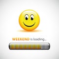 Happy smiley face with weekend loading bar