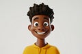 Happy smiling African cartoon character boy young man teenager person in 3d style on light background. Cute funny people concept Royalty Free Stock Photo