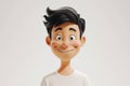 Happy smiling Asian cartoon character boy kid teenager young man in 3d style on light minimal background. Cute funny people Royalty Free Stock Photo