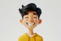 Happy smiling Asian cartoon character boy young man teenager person in 3d style on light background. Cute funny people concept Royalty Free Stock Photo