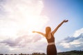 Happy smiling woman with arms outstretched Royalty Free Stock Photo