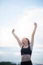 Happy smiling  woman with arms outstretched Royalty Free Stock Photo