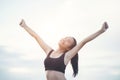 Happy smiling  woman with arms outstretched Royalty Free Stock Photo