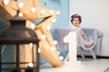 Happy smiling sweet baby girl sitting on armchair with shining light star, Birthday girl, One year old Royalty Free Stock Photo