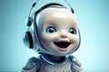 happy smiling baby robot in fictional future AI generated