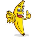 A big happy banana smiling and holding a bunch of bananas Royalty Free Stock Photo