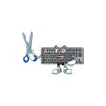 Happy smiling barber black keyboard mascot design style