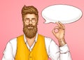 Hipster man showing ok sign cartoon vector