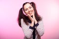 Happy smiling beautiful brunette woman looking at the camera Royalty Free Stock Photo