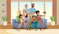 Selfie Photo of Big Happy Family Cartoon Vector Royalty Free Stock Photo