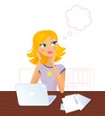 Happy smiling blond Woman daydreaming Royalty Free Stock Photo