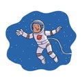 Happy smiling boy astronaut on outer cosmic space Royalty Free Stock Photo
