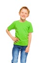 Happy smiling boy in green t-shirt and denim Royalty Free Stock Photo