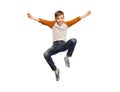 Happy smiling boy jumping in air Royalty Free Stock Photo