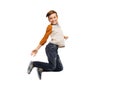 Happy smiling boy jumping in air Royalty Free Stock Photo