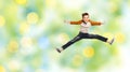 Happy smiling boy jumping in air Royalty Free Stock Photo