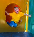 Happy Smiling Boy Laughing on Play yard Royalty Free Stock Photo