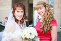 Happy smiling bride with bridesmaid Royalty Free Stock Photo