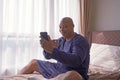 Happy smiling business, black man, African American people talking on the phone to colleagues in webcam video call conference in Royalty Free Stock Photo