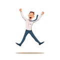 Happy Smiling Businessman Coworker Character Jump