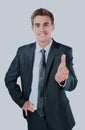 Happy smiling businessman giving hand for handshake. Royalty Free Stock Photo