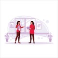 Happy smiling businesswomen, talking and working together in the office. Royalty Free Stock Photo