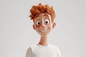 Happy smiling cartoon character boy kid teenager young man ginger hair person in 3d style on light background. Human people Royalty Free Stock Photo