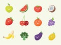 Happy smiling cartoon fruits icon.