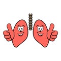 Happy smiling cartoon lungs vector icon