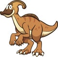 Happy smiling cartoon parasaurolophus dinosaur