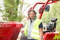 Construction worker with forklift truck Royalty Free Stock Photo