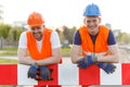 Happy smiling construction workers