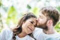 Happy Smiling Couple diversity in love moment Royalty Free Stock Photo