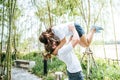 Happy Smiling Couple diversity in love moment Royalty Free Stock Photo