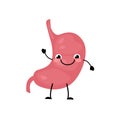 Happy smiling cute stomach organ character in a flat cartoon style