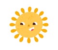 Happy smiling cute sun. Hot summer sunny weather icon. Childish Scandinavian doodle drawing. Positive character