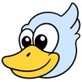 Happy smiling duck head emoticon, doodle icon image