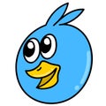 Happy smiling duck head emoticon doodle kawaii. doodle icon image