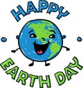 Happy smiling earth globe for Happy Earth Day - hand drawn vector illustration