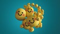 Happy smiling emojies 3D render Royalty Free Stock Photo