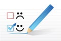 Happy smiling face check mark concept illustration