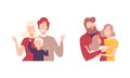 Happy Smiling Family Together Cuddling and Embracing Vector Set