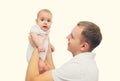 Happy smiling father playing having fun with baby Royalty Free Stock Photo
