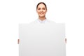 Happy smiling female doctor holding white board Royalty Free Stock Photo