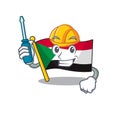 Happy smiling flag sudan automotive cartoon character