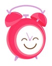 Happy smiling funny alarm clock on white