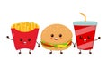 Happy smiling funny cute burger,soda Royalty Free Stock Photo