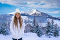 Happy smiling girl in beautiful Colorado mountain town.