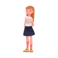 Happy Smiling Girl Character Standing Looking Ahead Vector Illustration Royalty Free Stock Photo